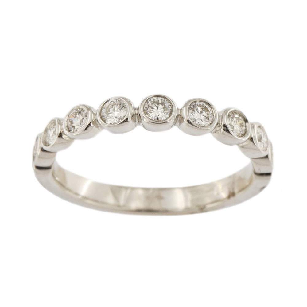 Platinum Diamond 0.37ct Rub Over 1/2 Eternity Ring