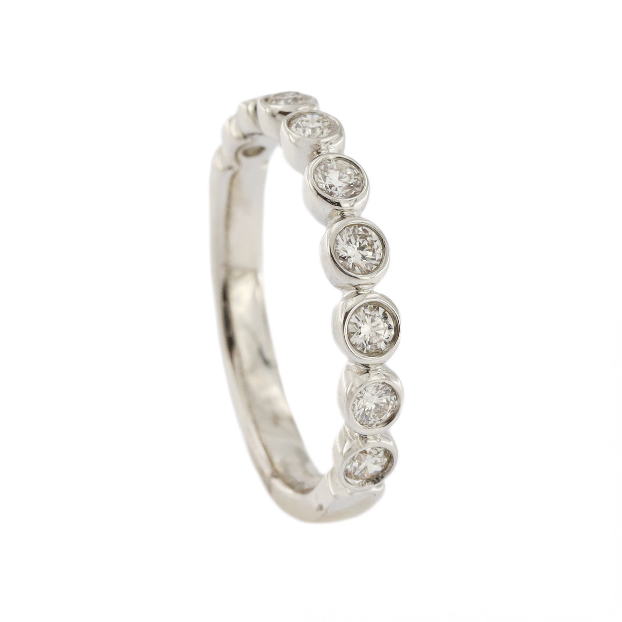 Platinum Diamond 0.37ct Rub Over 1/2 Eternity Ring