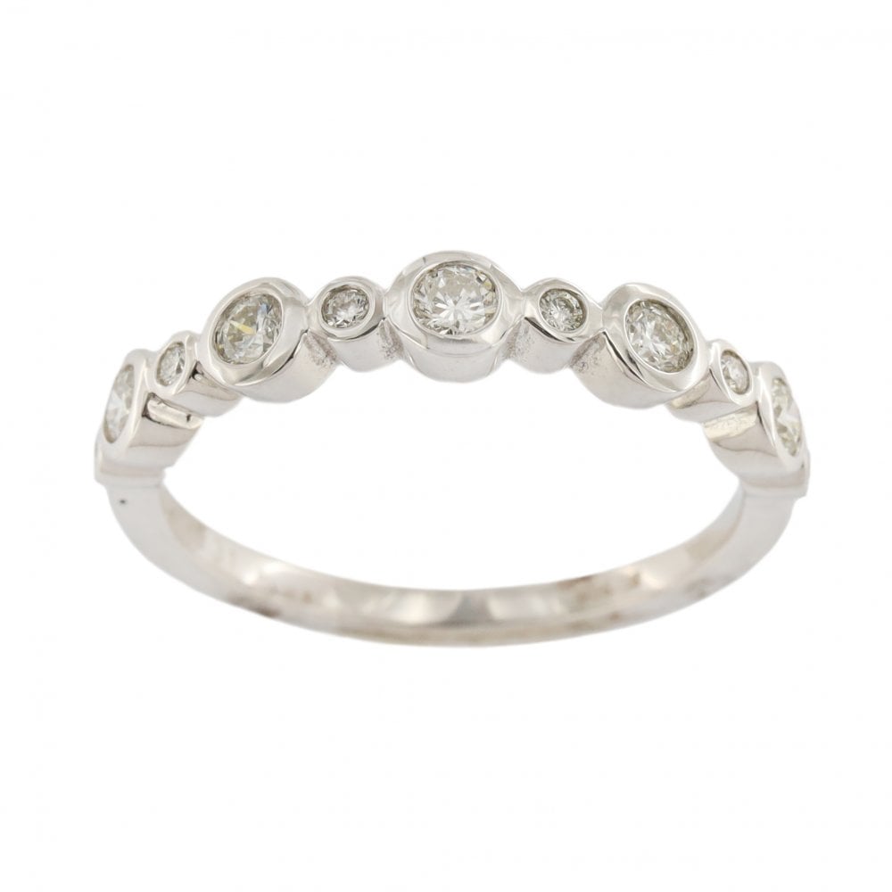 Platinum Diamond 0.31ct Rub Over 1/2 Eternity Ring