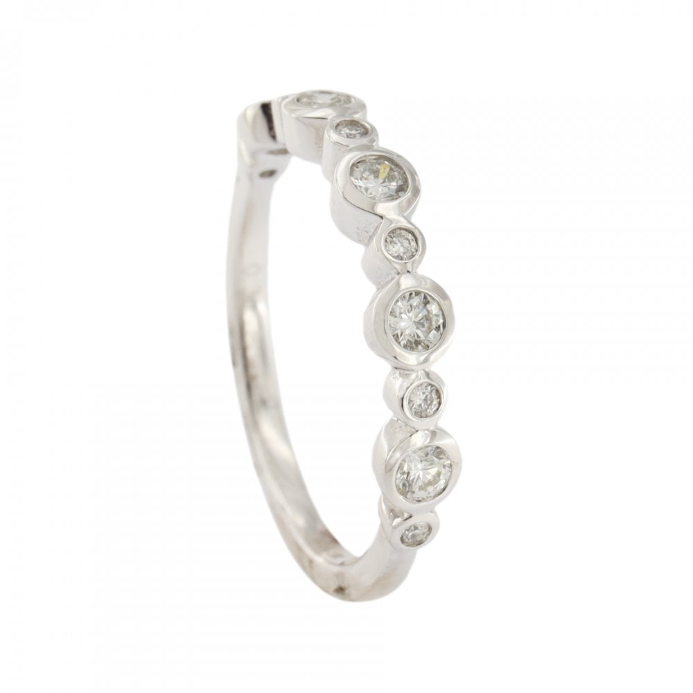 Platinum Diamond 0.31ct Rub Over 1/2 Eternity Ring