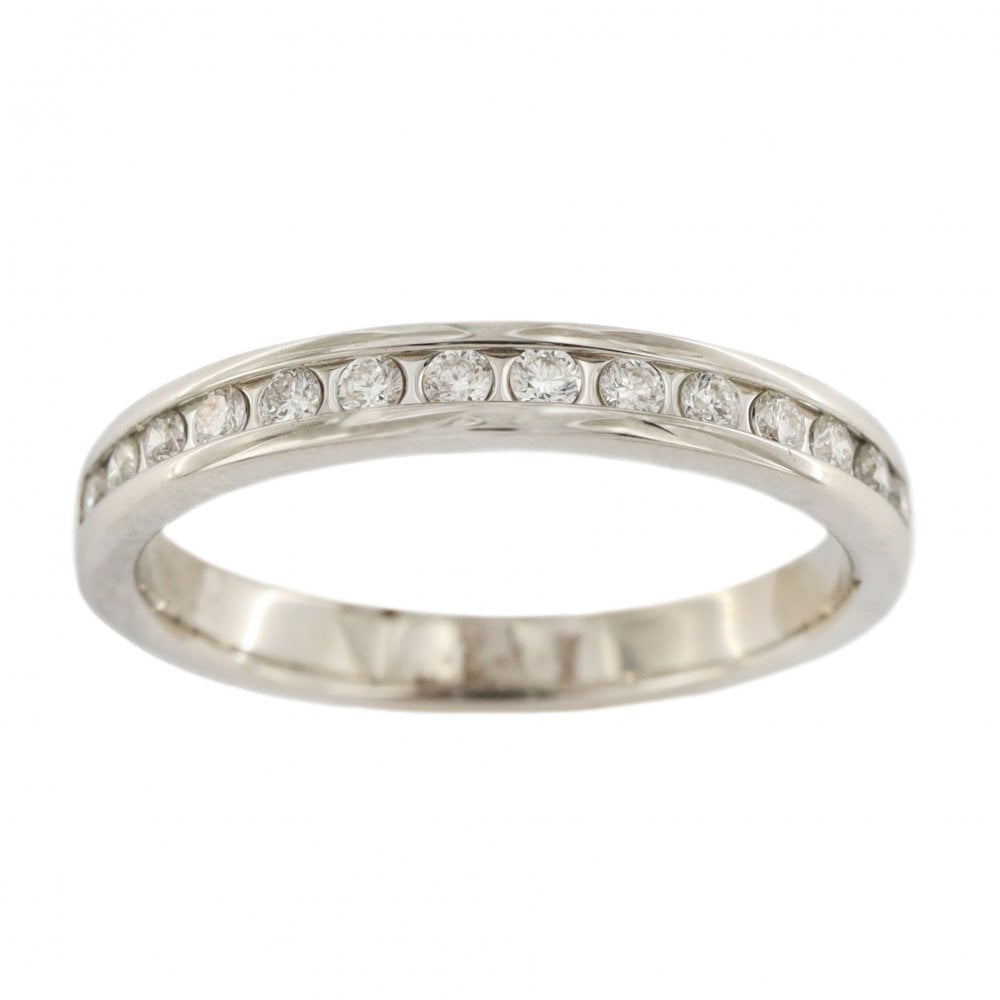 Platinum 14 Stone 1/2 Eternity Diamond Ring 0.15ct