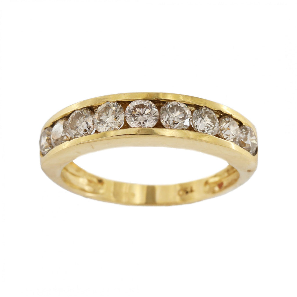 18ct Yellow Gold Diamond 1ct 9 Stone 1/2 Eternity Ring