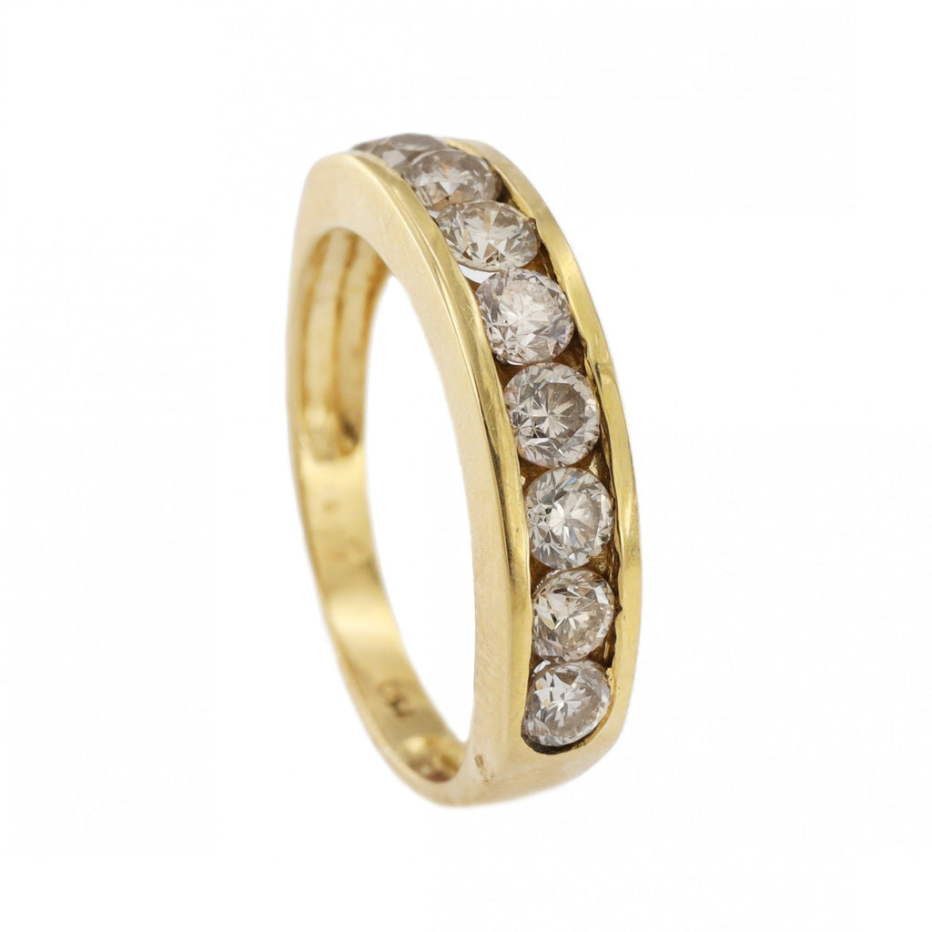 18ct Yellow Gold Diamond 1ct 9 Stone 1/2 Eternity Ring