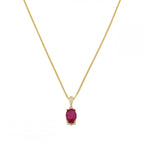 9ct Yellow Gold Ruby & Diamond Oval Pendant & Chain