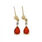 9ct Yellow Gold Fire Opal & Diamond Drops
