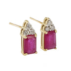 9ct Yellow Gold Ruby & Diamond Drops
