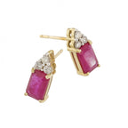 9ct Yellow Gold Ruby & Diamond Drops