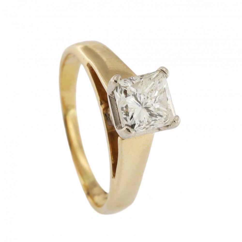 14ct Gold Diamond Princess Cut 1.19ct Single Stone