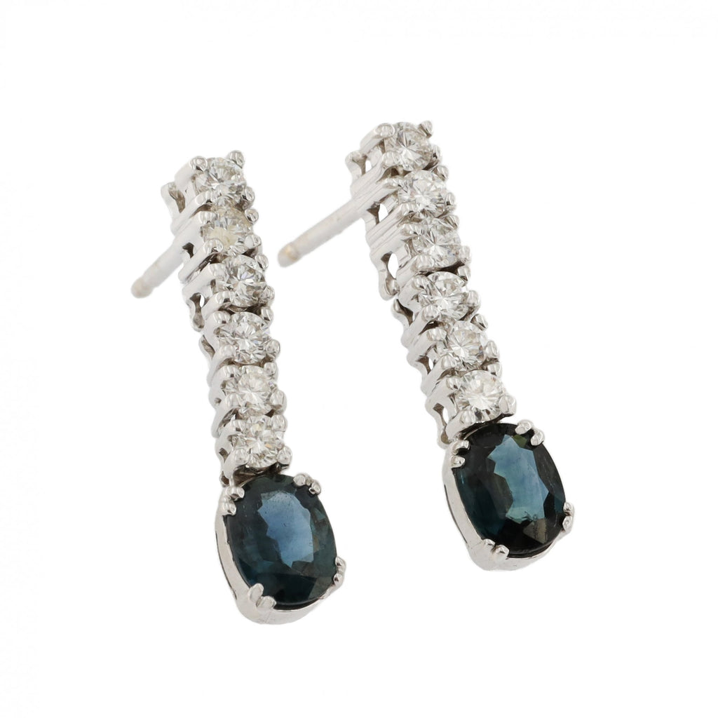 18ct White Gold Spinel & Diamond Drop Earrings