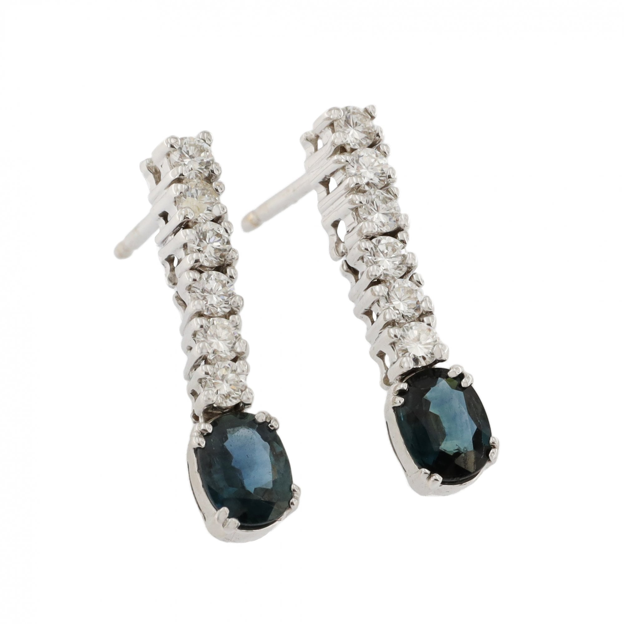18ct White Gold Spinel & Diamond Drop Earrings