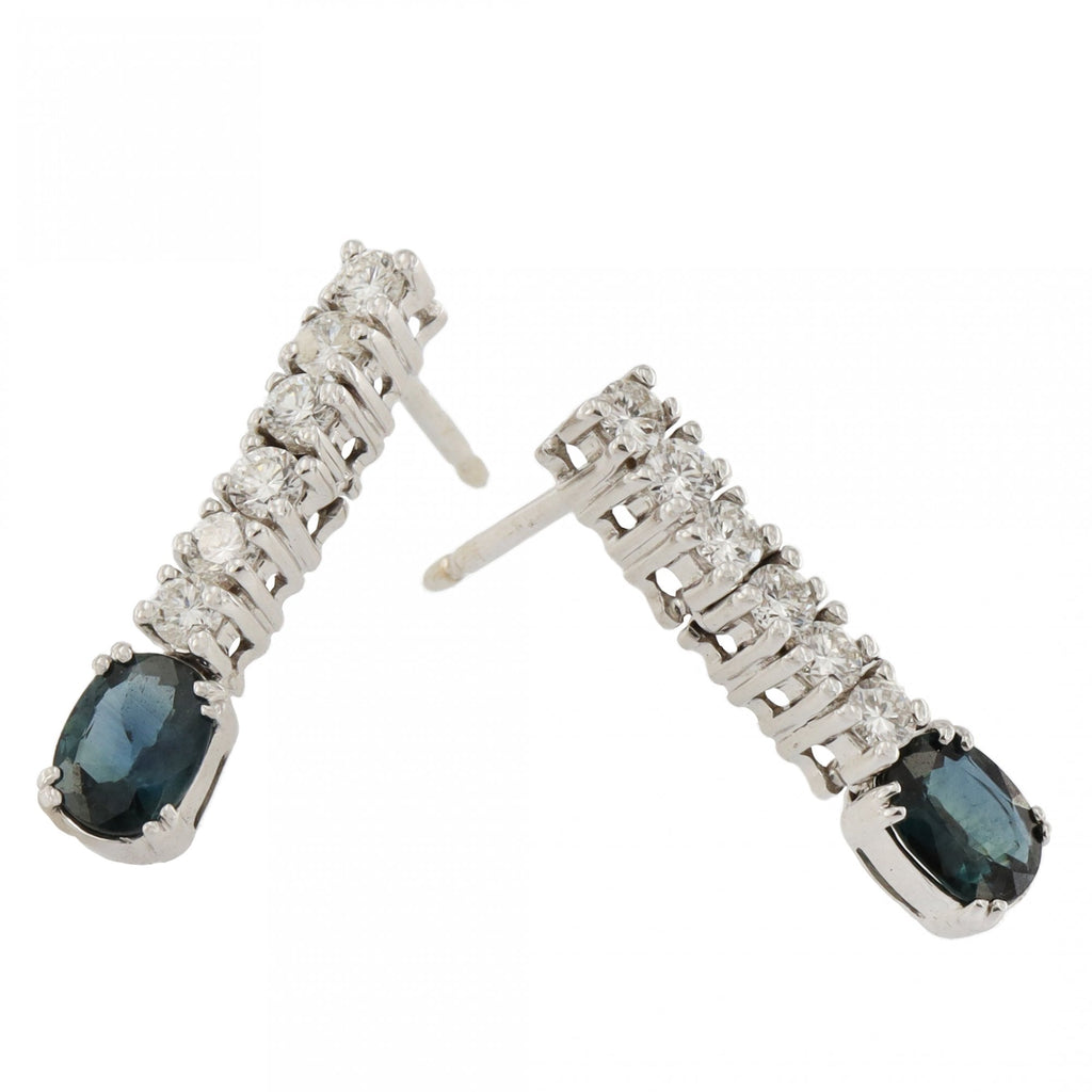 18ct White Gold Spinel & Diamond Drop Earrings