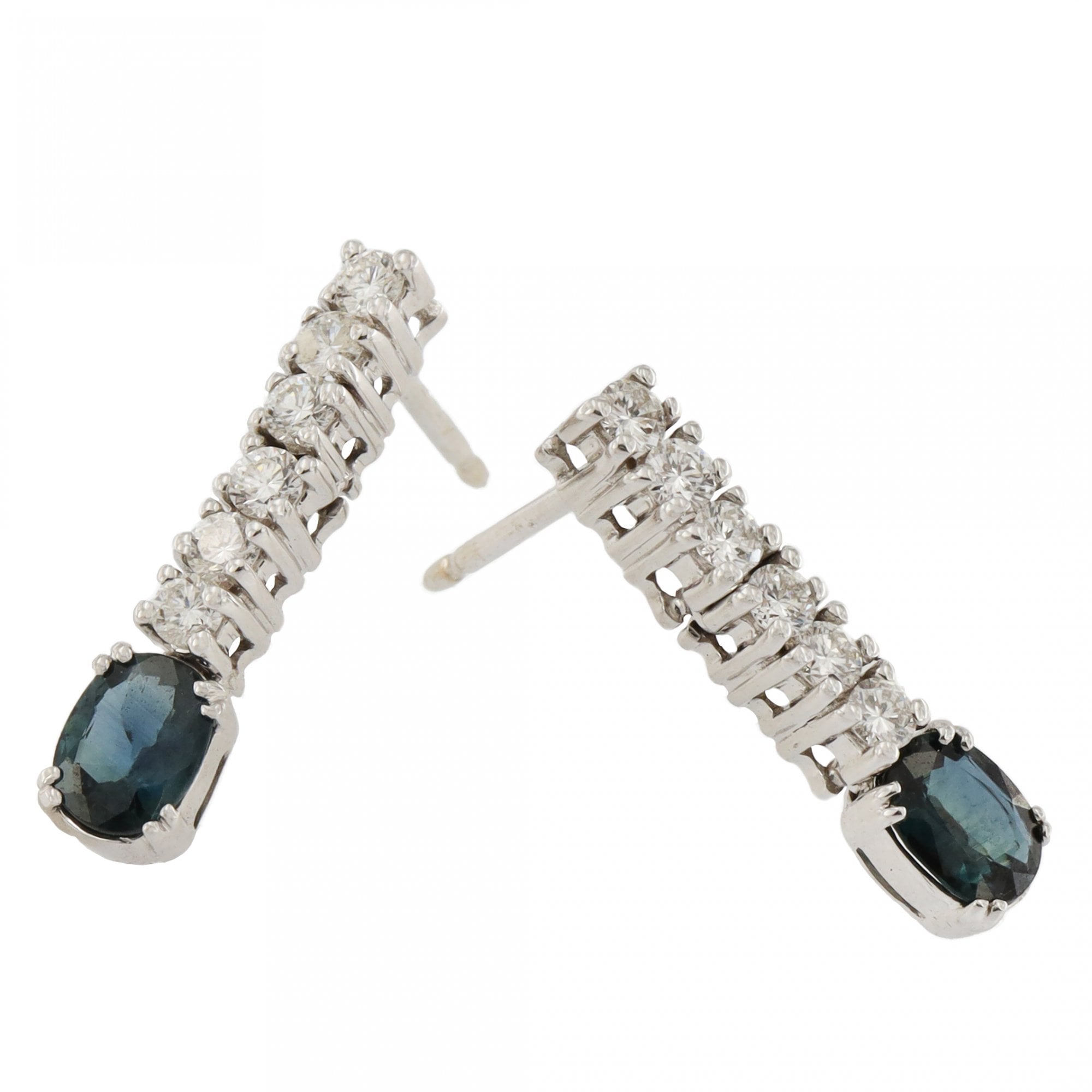 18ct White Gold Spinel & Diamond Drop Earrings