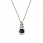 9ct White Gold Sapphire & Diamond Pendant & Chain