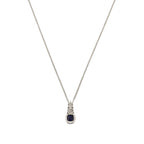 9ct White Gold Sapphire & Diamond Pendant & Chain