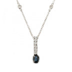 18ct White Gold Sapphire & Diamond Pendant & Chain