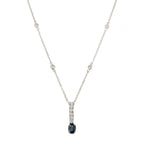 18ct White Gold Sapphire & Diamond Pendant & Chain