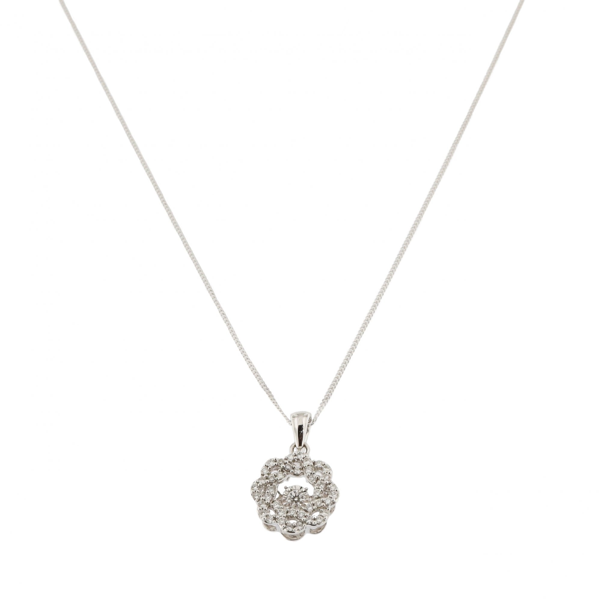 9ct Diamond Shimmer Pendant & Chain 0.34ct