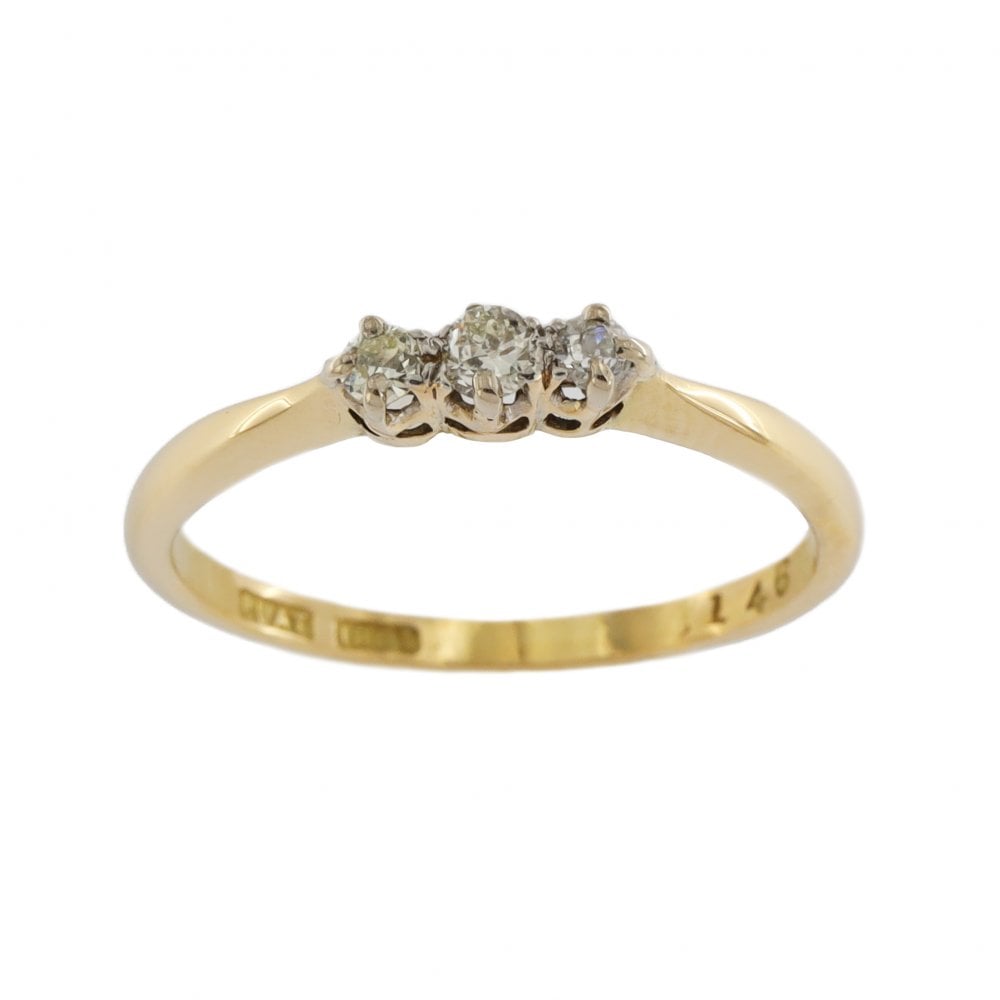 18ct Yellow Gold Diamond 0.10ct 3 Stone Ring