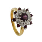 18ct Yellow Gold Ruby & Diamond Cluster Ring