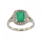 Platinum Emerald 1.00ct & Diamond Cluster Ring