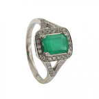 Platinum Emerald 1.00ct & Diamond Cluster Ring