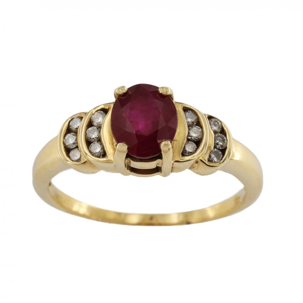 18ct Yellow Gold Ruby 1.00ct & Diamond Ring