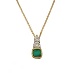 9ct Yellow Gold Emerald & Diamond Cushion Pendant & Chain
