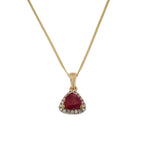 9ct Yellow Gold Ruby & Diamond Cluster & Chain