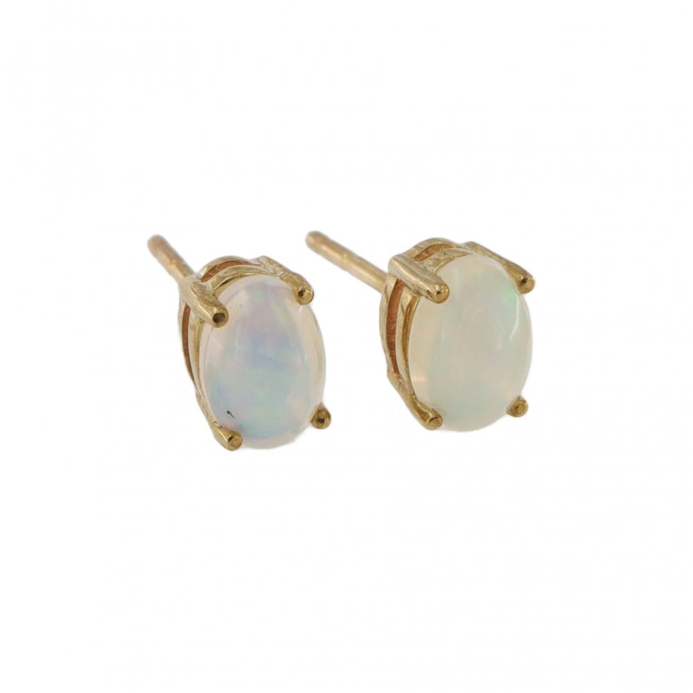 9ct Yellow Gold Opal Stud Earrings