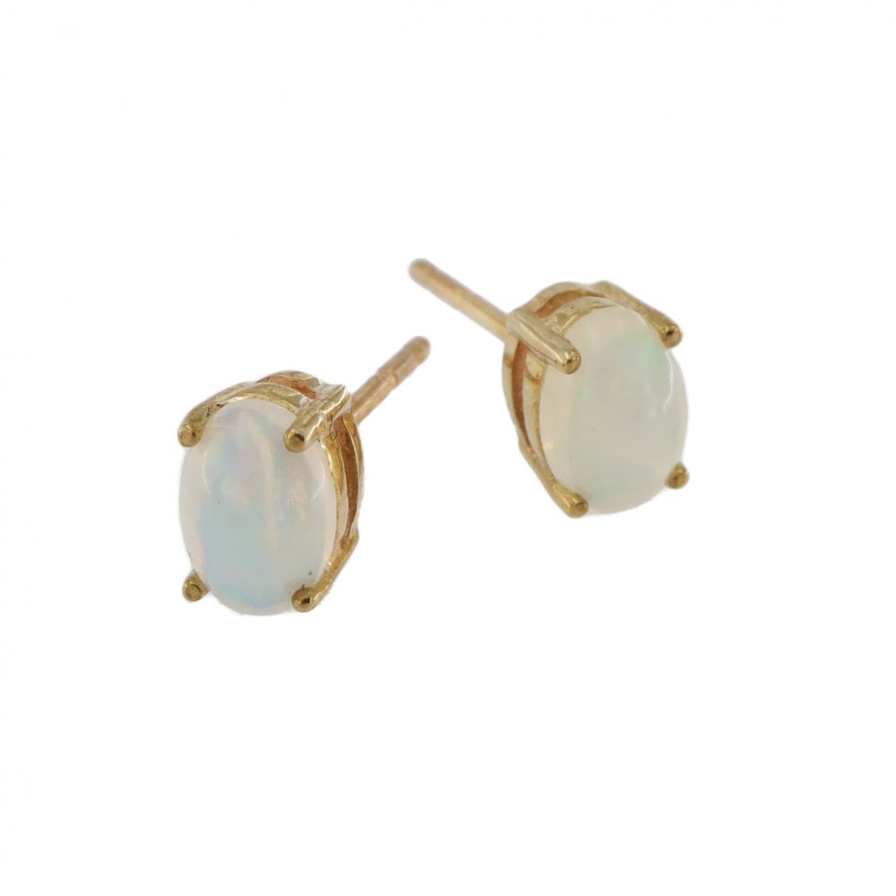 9ct Yellow Gold Opal Stud Earrings