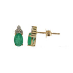 9ct Yellow Gold Emerald & Diamond Stud Earrings