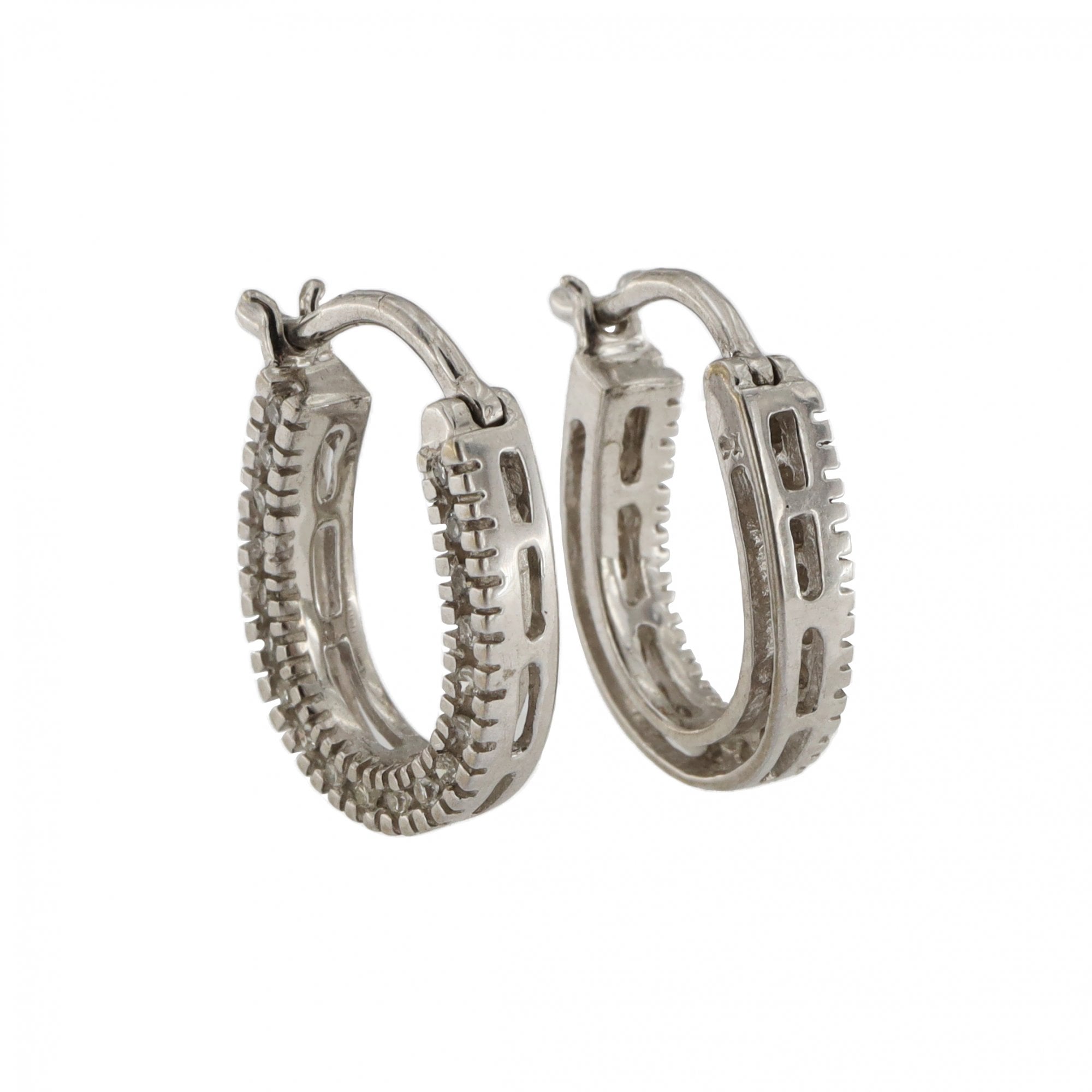 9ct White Gold Diamond 0.20ct Hoop Earrings