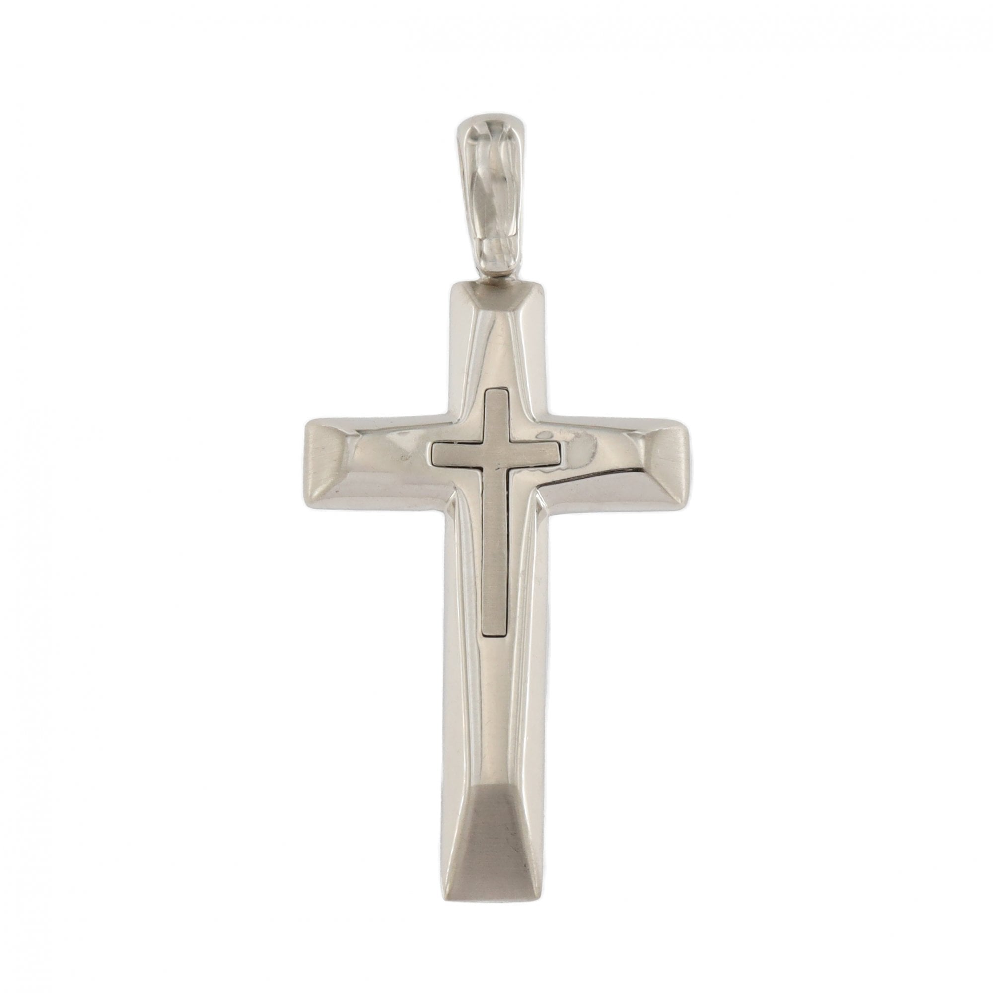 18ct White Gold Heavy Cross Pendant
