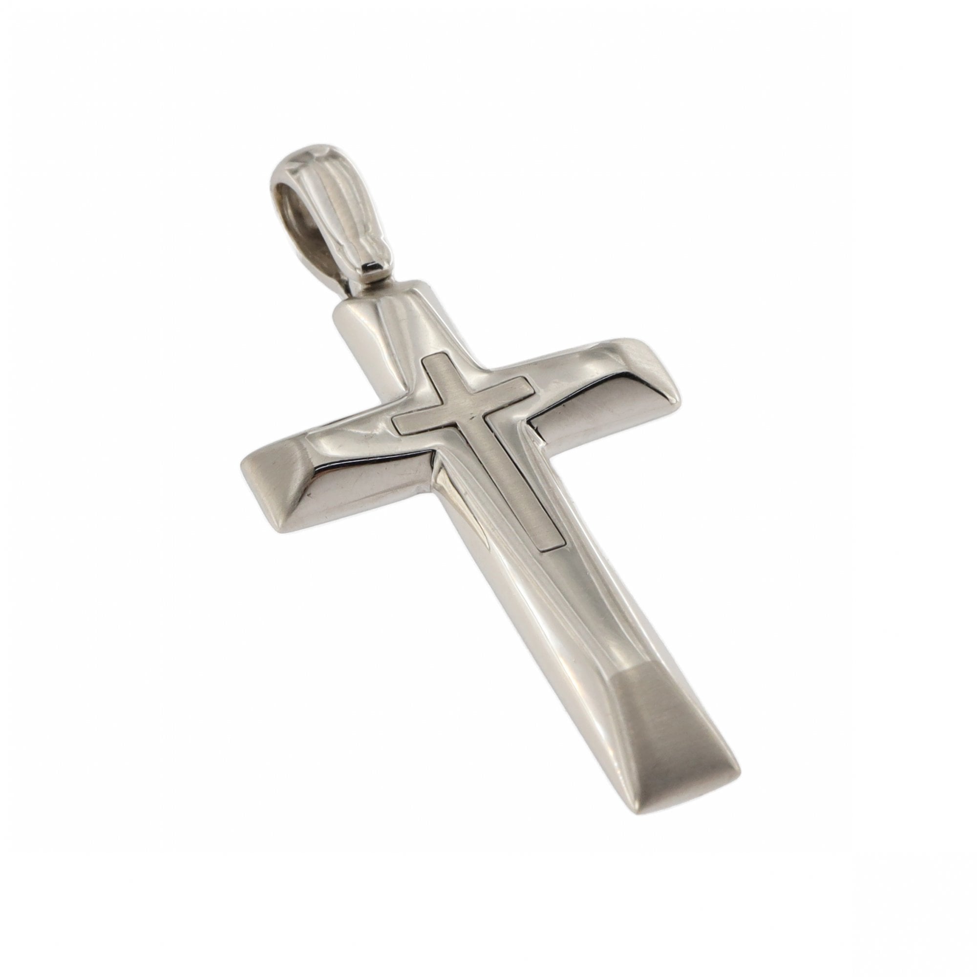18ct White Gold Heavy Cross Pendant