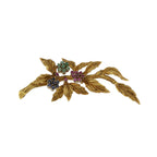 18ct White Gold Sapphire, Ruby & Emerald Brooch