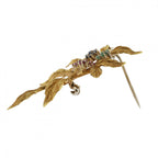 18ct White Gold Sapphire, Ruby & Emerald Brooch