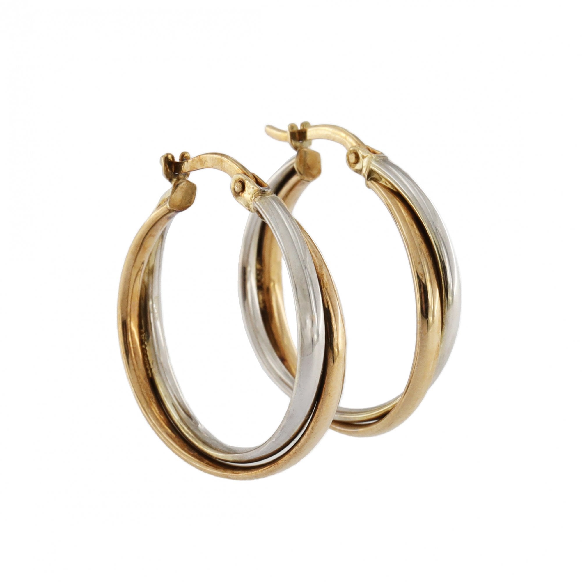 9ct Yellow & White Gold Hoop Earrings