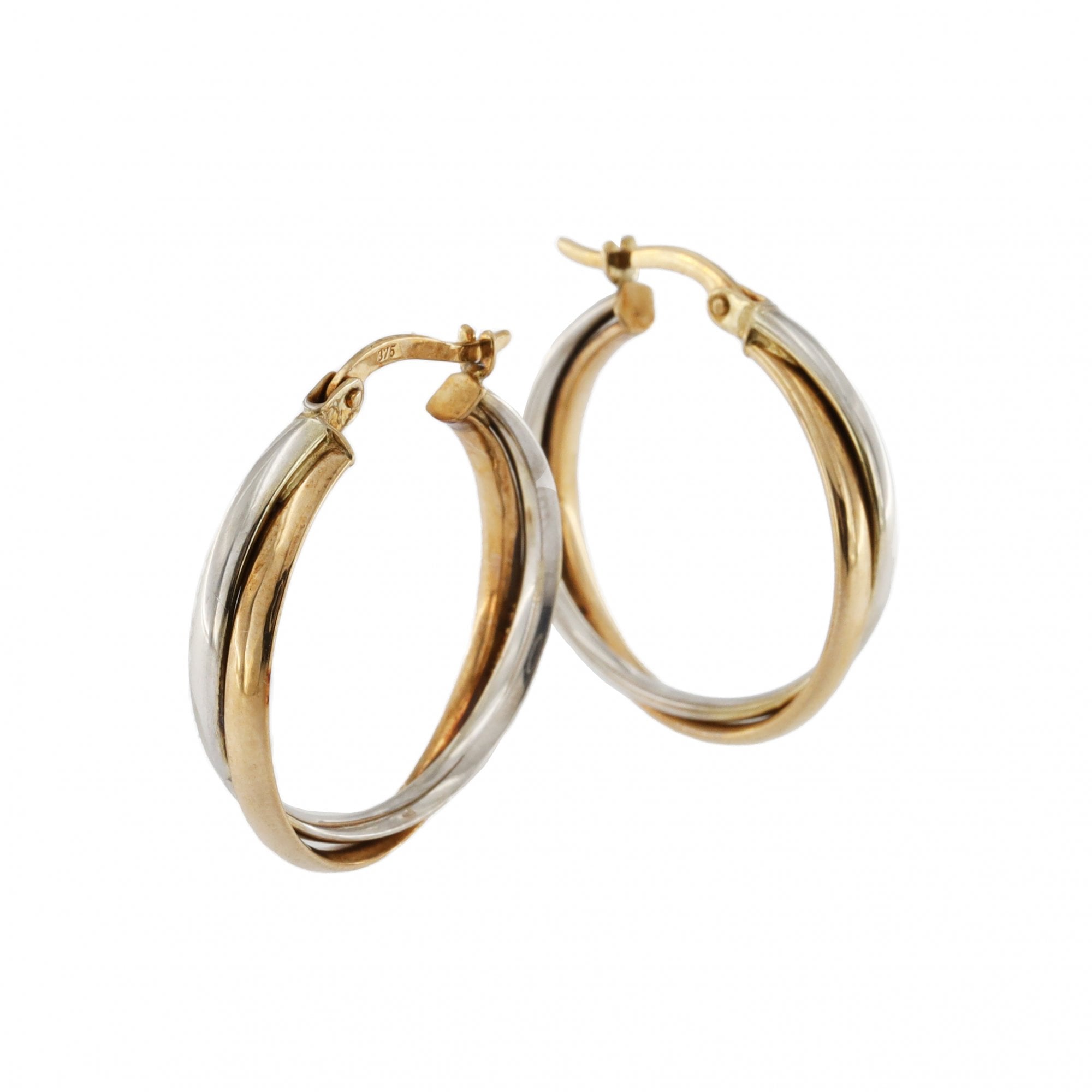 9ct Yellow & White Gold Hoop Earrings