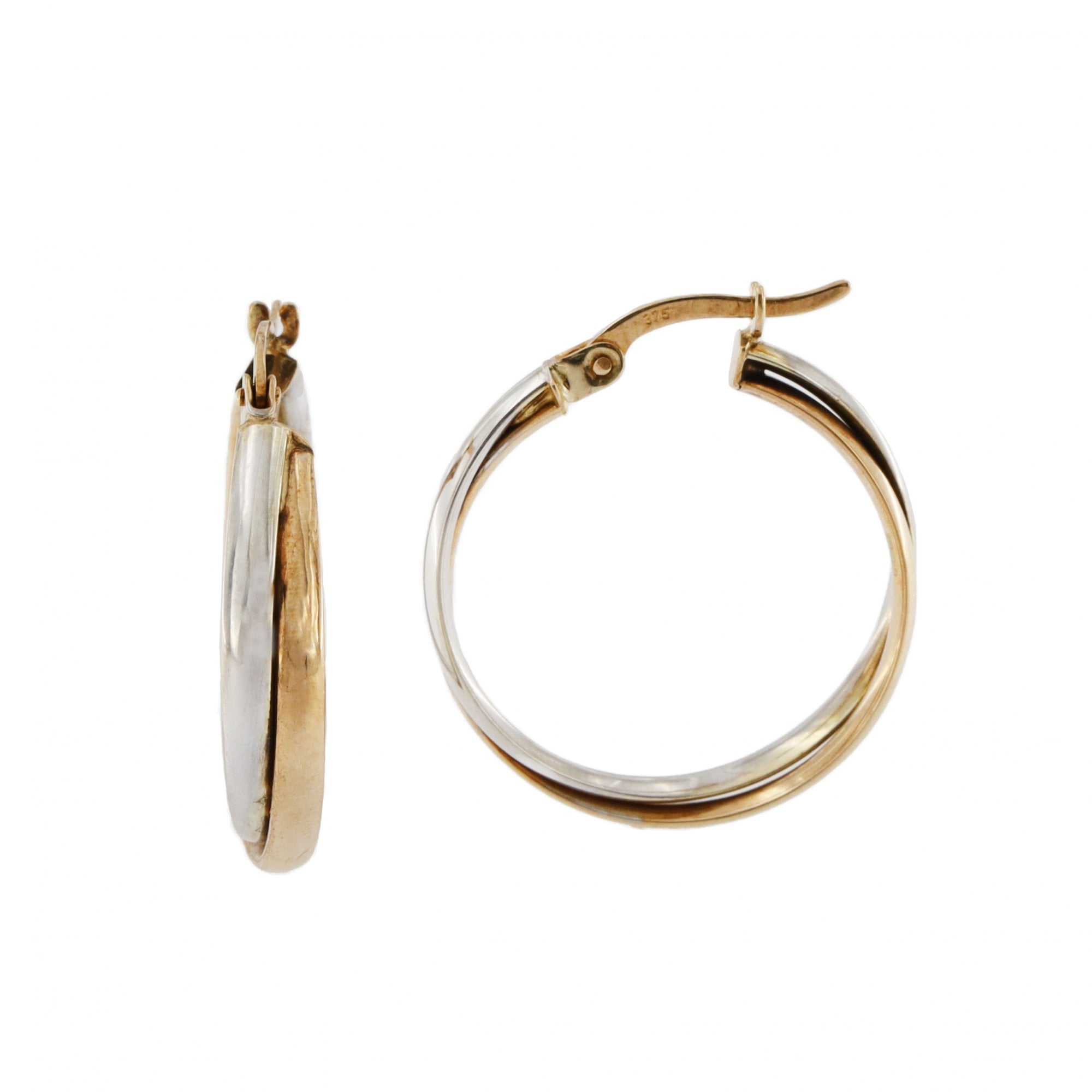 9ct Yellow & White Gold Hoop Earrings
