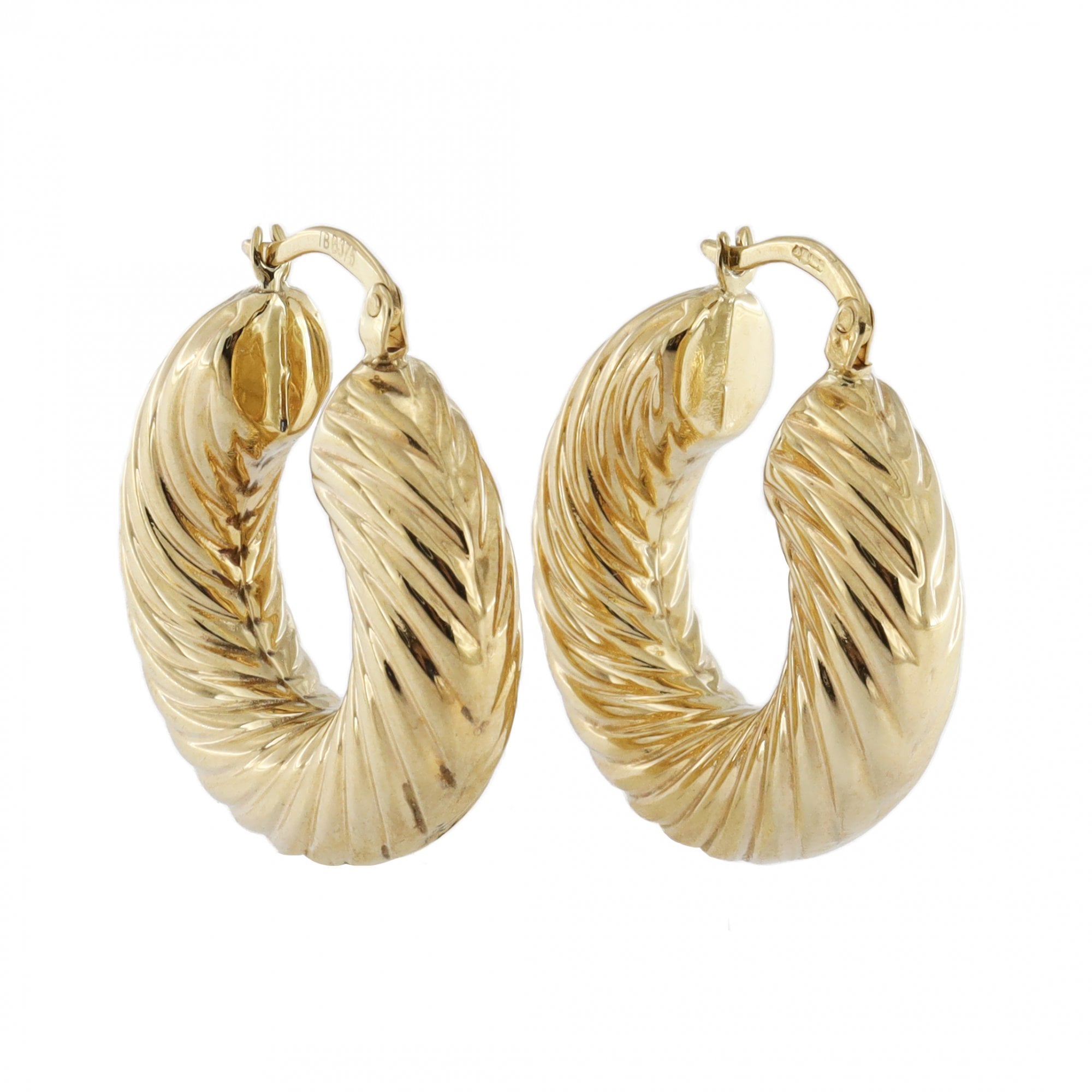 9ct Yellow Gold Thick Twist Creole Earrings