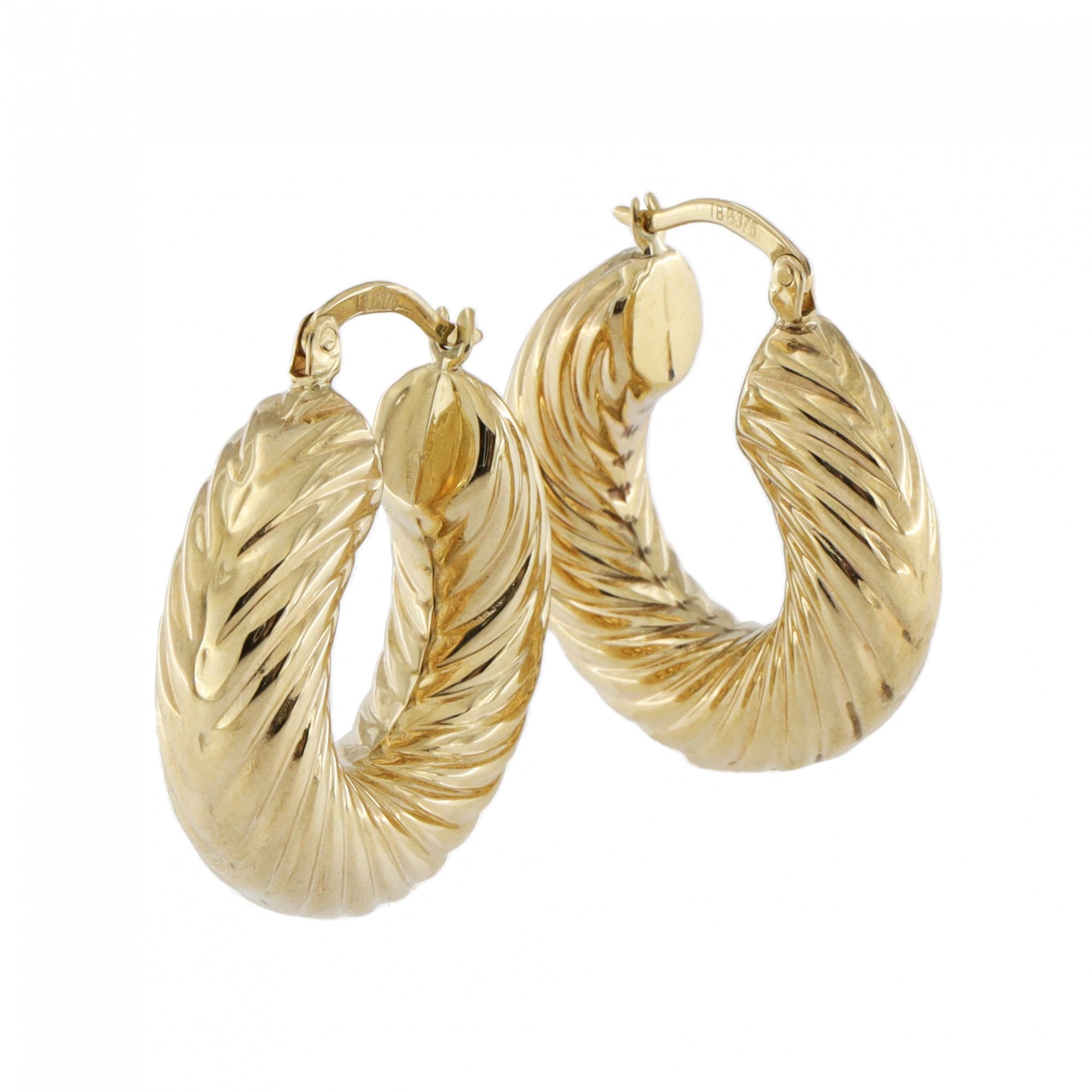 9ct Yellow Gold Thick Twist Creole Earrings