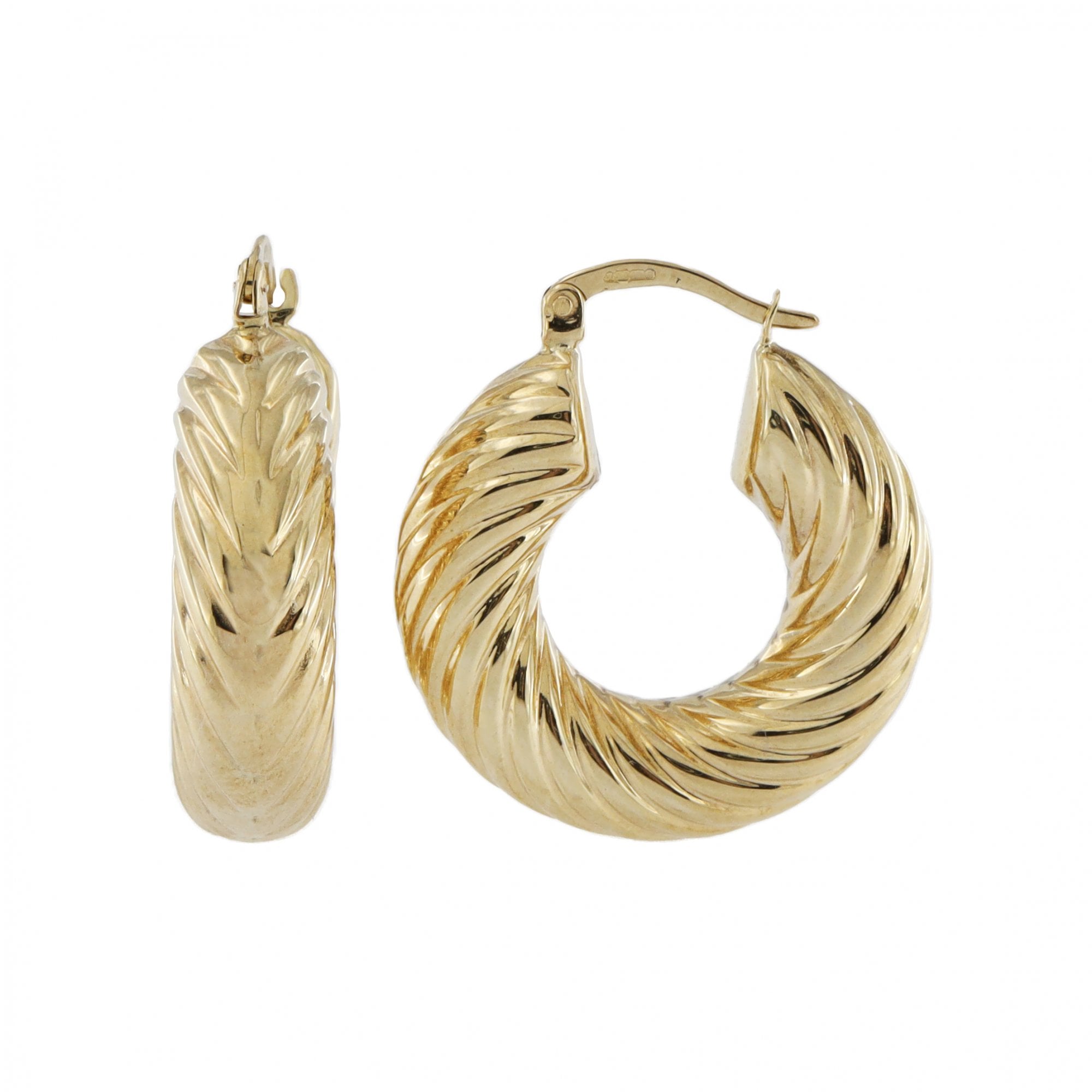 9ct Yellow Gold Thick Twist Creole Earrings