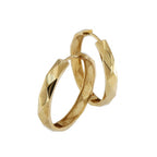 9ct Yellow Gold Faceted Large Hoop Earrings