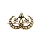 9ct Yellow Gold Seed Pearl Crescent Brooch