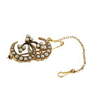 9ct Yellow Gold Seed Pearl Crescent Brooch