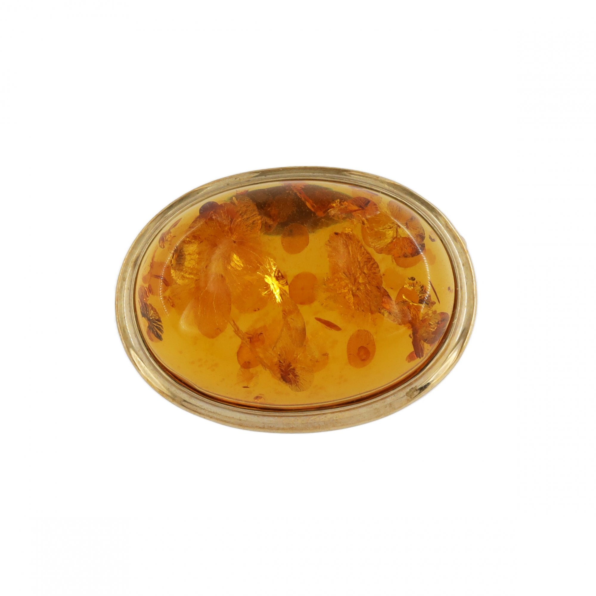 9ct Yellow Gold Amber Brooch