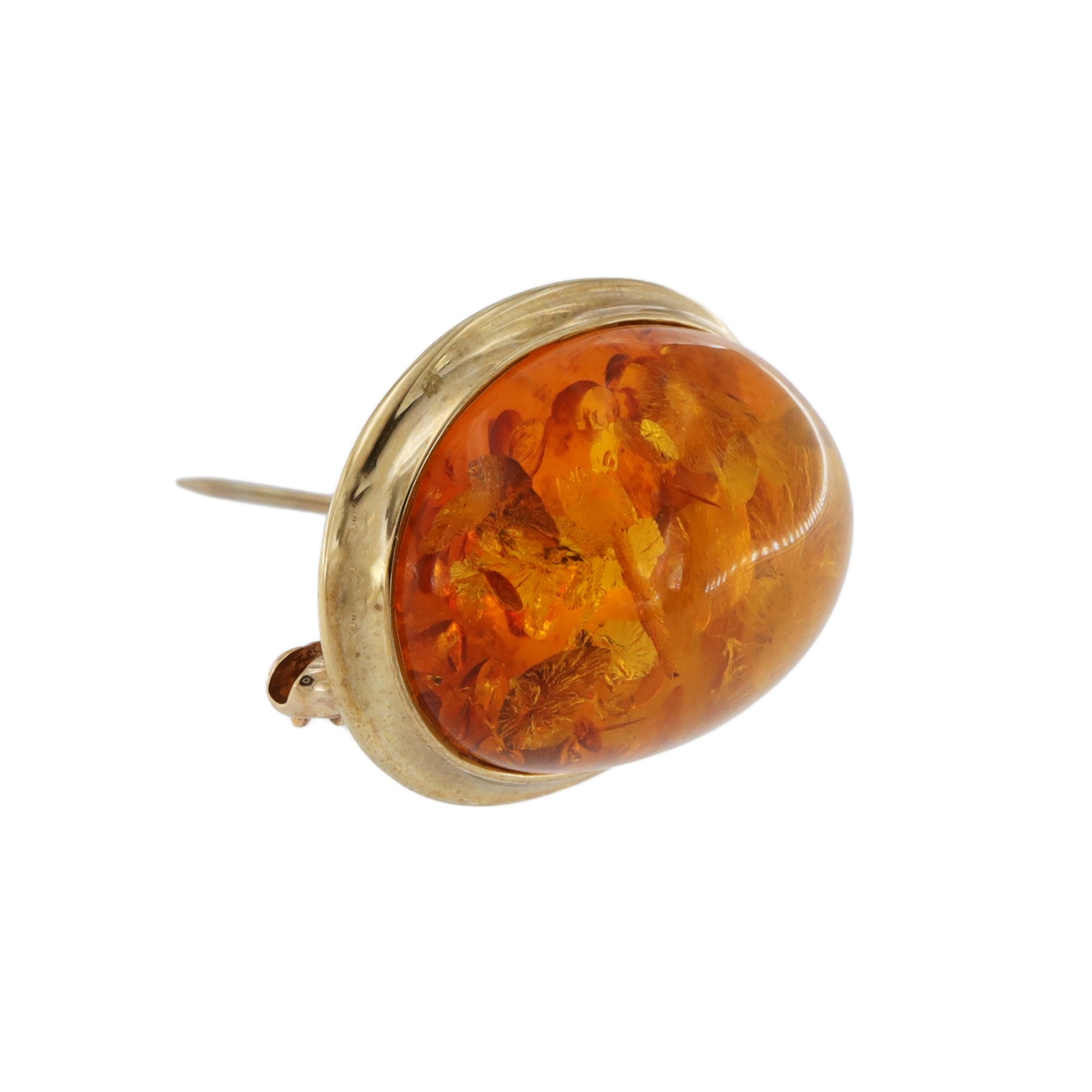 9ct Yellow Gold Amber Brooch