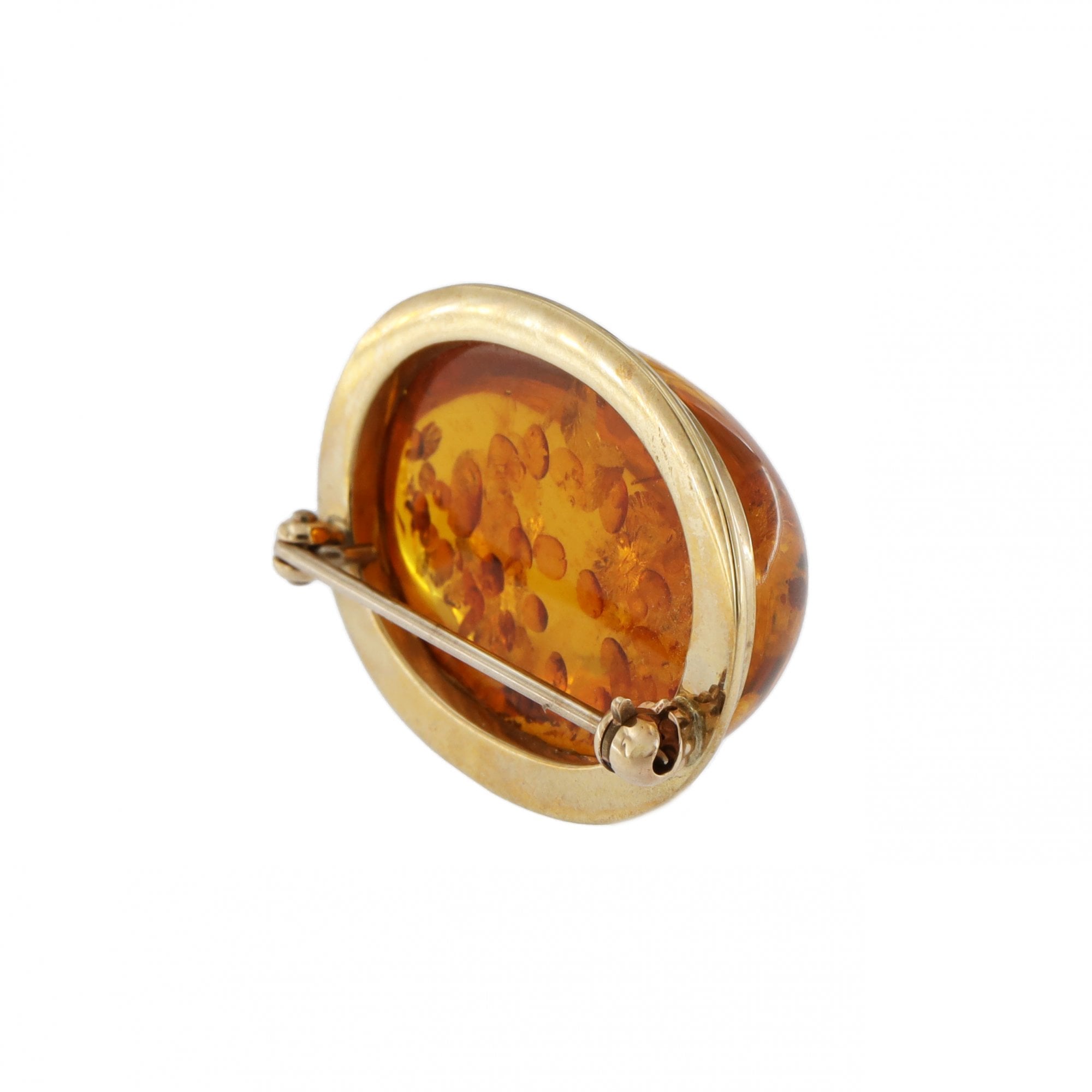 9ct Yellow Gold Amber Brooch