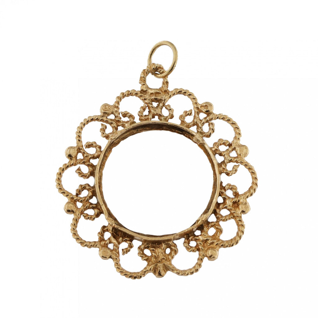 9ct Yellow Gold Sovereign Fancy Mount Pendant