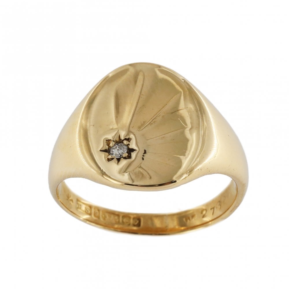 9ct Yellow Gold Diamond Oval Signet